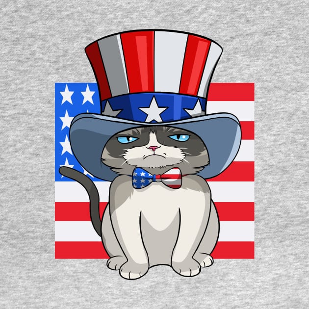 Exotic Shorthair Cat 4th Of July USA Flag by Noseking